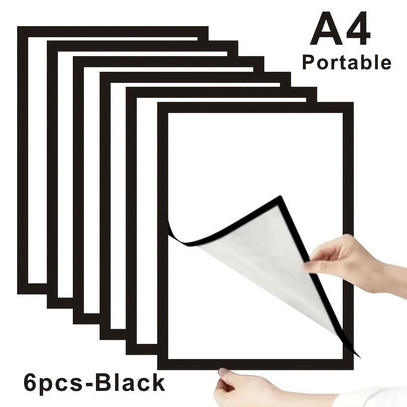 6 stück a4 magnetische fotorahmen-aufkleber, klassischer eleganter stil, selbstklebende wanddekoration zum aufhängen,   für die platzierung von gemälden, postern, urkunden, karten, briefmarken usw. vertikale installation, passend für die meisten wände