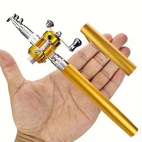 1set Portable Mini Pocket Fishing Rod with Spinning Reel - Foldable Telescopic Lightweight White Rod, Suitable for Rivers, Lakes, Reservoirs, Ice Fishing