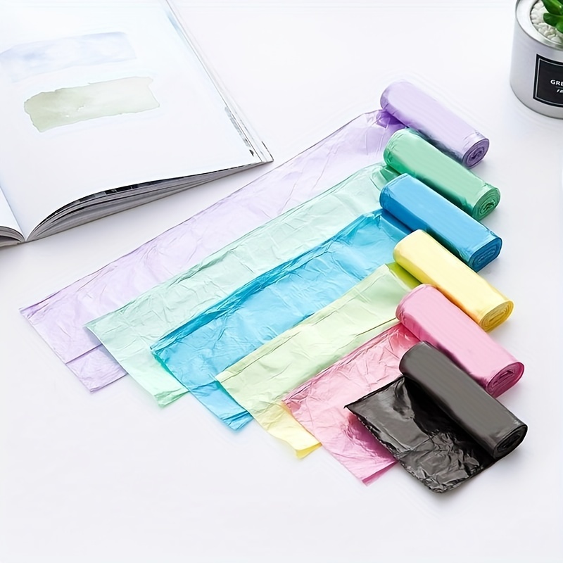 

100-piece Multi-color Disposable Trash Bags - Portable, Thin Plastic Garbage Bags For Kitchen, Bathroom, Office & Dorm Cleaning