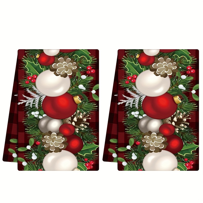 

- Christmas Dish Towels, 2pc Set, Polyester Dish Cloths Pattern, Towels , Decorative Patterned Dish Towels For