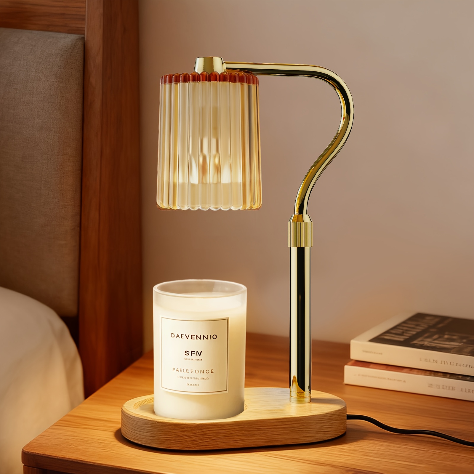 TEMU Crystal Lampshade Candle Warmer, Candle Melting Lamp, Lamp With Timer, Height Adjustable, Light Adjustable Heater For Canned Candles, Perfect