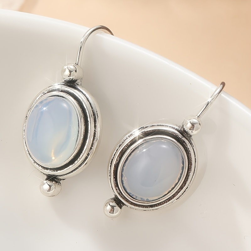 Vintage Moonstone Long Drop Dangle Earrings, Wedding Gift