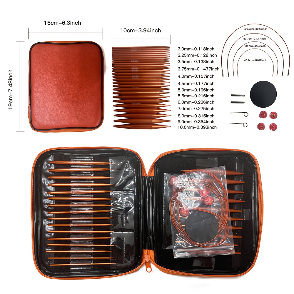 Image of Knitting Tools Sweater Needles Detachable Orange Circular Needles 10cm Interchangeable Circular Needles 13pairs/set