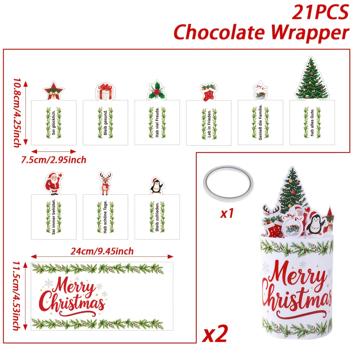 Image of 21pcs, Party Box Packs, Christmas Paper Gift Wrapper, Merry Christmas Cartoon Gift Packaging Boxes, Merry Christmas Table Decorations, Christmas Party Supplies, Noel Navidad Favors, Xmas Decor