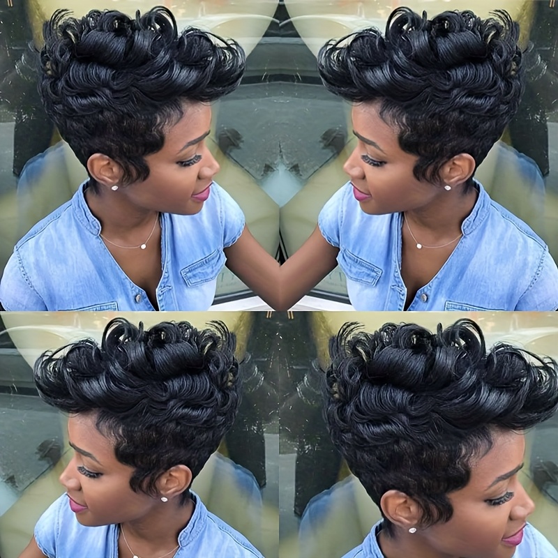 Short Curly Wigs for Black Women Synthetic Black Short Wigs Duety Short Curly Wig Twist Wig Human Hair Wigs Women  main image 4