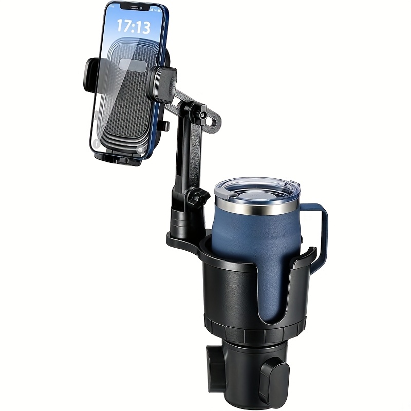 TEMU 2-in-1 Car Cup Holder Extender, Long Arm With 360° Rotation, Phone Mount, Compatible With All Smartphones, Car Cup Holder Phone Holder