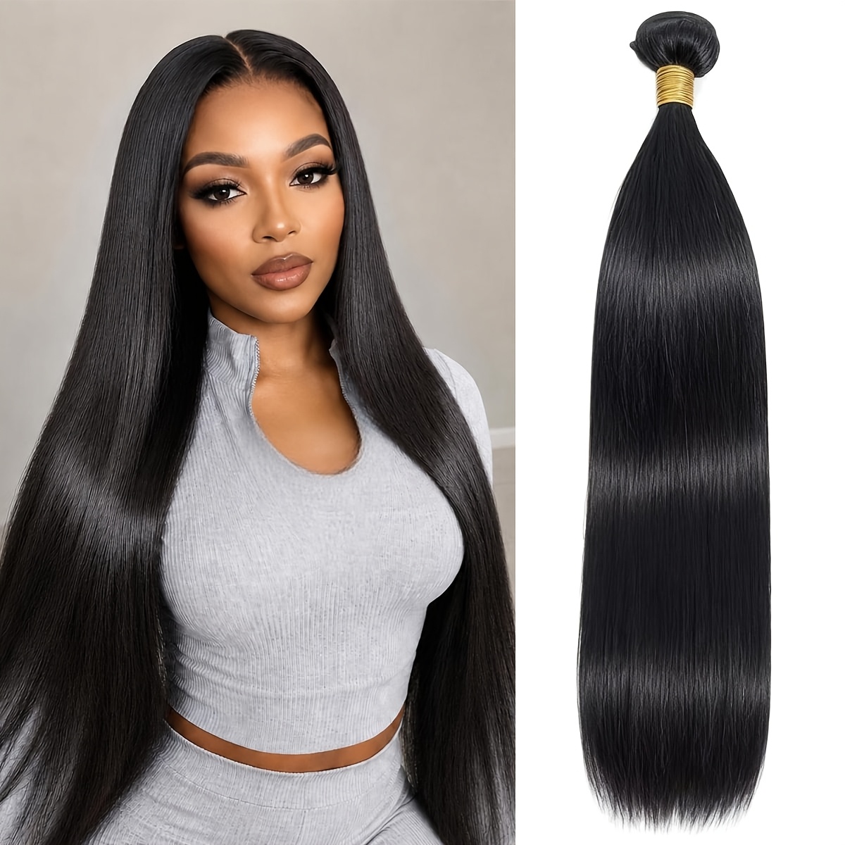 Image of 16a Straight Human Hair Bundles Suitable For Hair Extensions - Natural Black Weave With Double Weft, Thick Full Ends, -free Minimal Shedding, Suitable For Daily Wear, Parties, Special Occasions & For