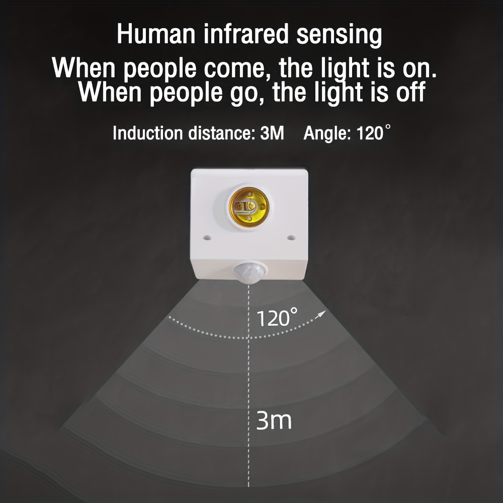 Prise de Lampe à Détecteur de Mouvement AC85-265V, Adaptateur Convertisseur pour Douille E27, Détecteur Infrarouge à Capteur de Mouvement Humain