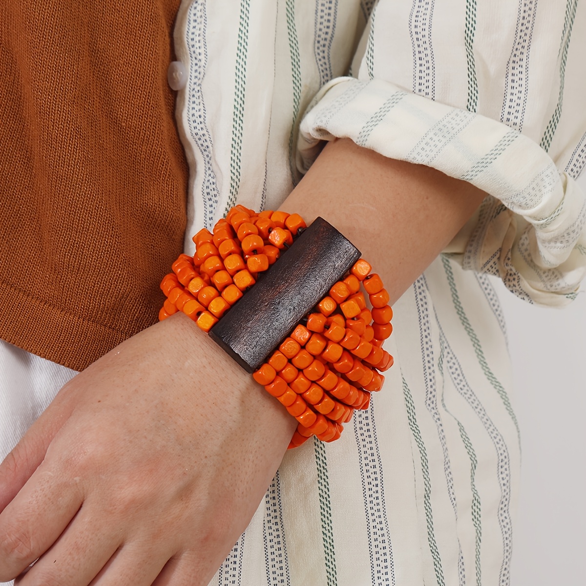 TEMU 2026 New Bohemian Style Hand-beaded Wooden Jewelry Fashion Versatile Individual