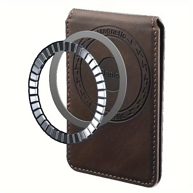 leather magnetic phone bag wallet card holder for iphone magnetic card holder holder can hold phone card case details 3