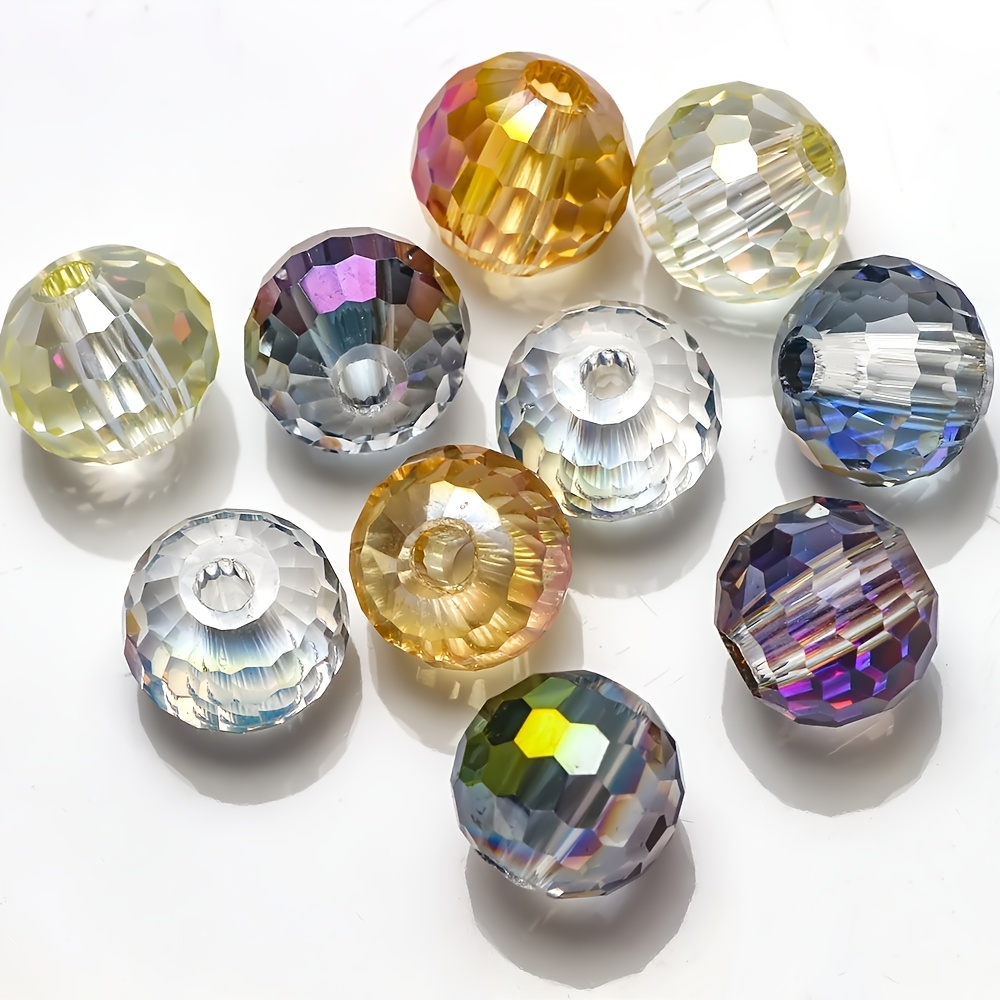 TEMU 10pcs 12/14/16mm Large Hole With 96 , 3mm Hole Diameter, Assorted Beads And Pendants For Colorful Jewelry Making, Including Glass Beads For