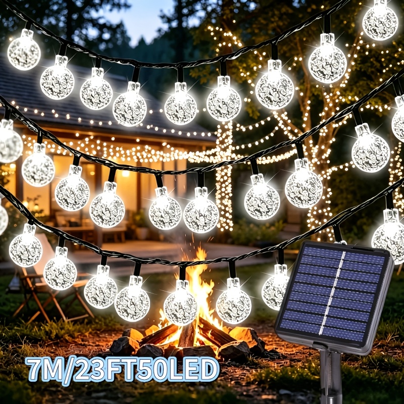 TEMU 1 Pack Of /100 Led Solar Crystal Bubble Ball Light String, Ip54, Suitable For Decoration, , Parties, , Trees, Observation Decks, Fences, Garden