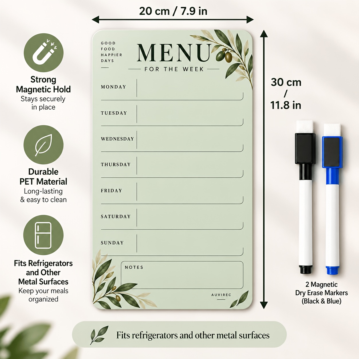 TEMU Auvirec Refrigerator Magnetic Calendar—dry Erase Refrigerator Calendar Whiteboard, 1pc, Weekly Meal Planner Board 11.8 Inches × 7.9 Inches, Pet