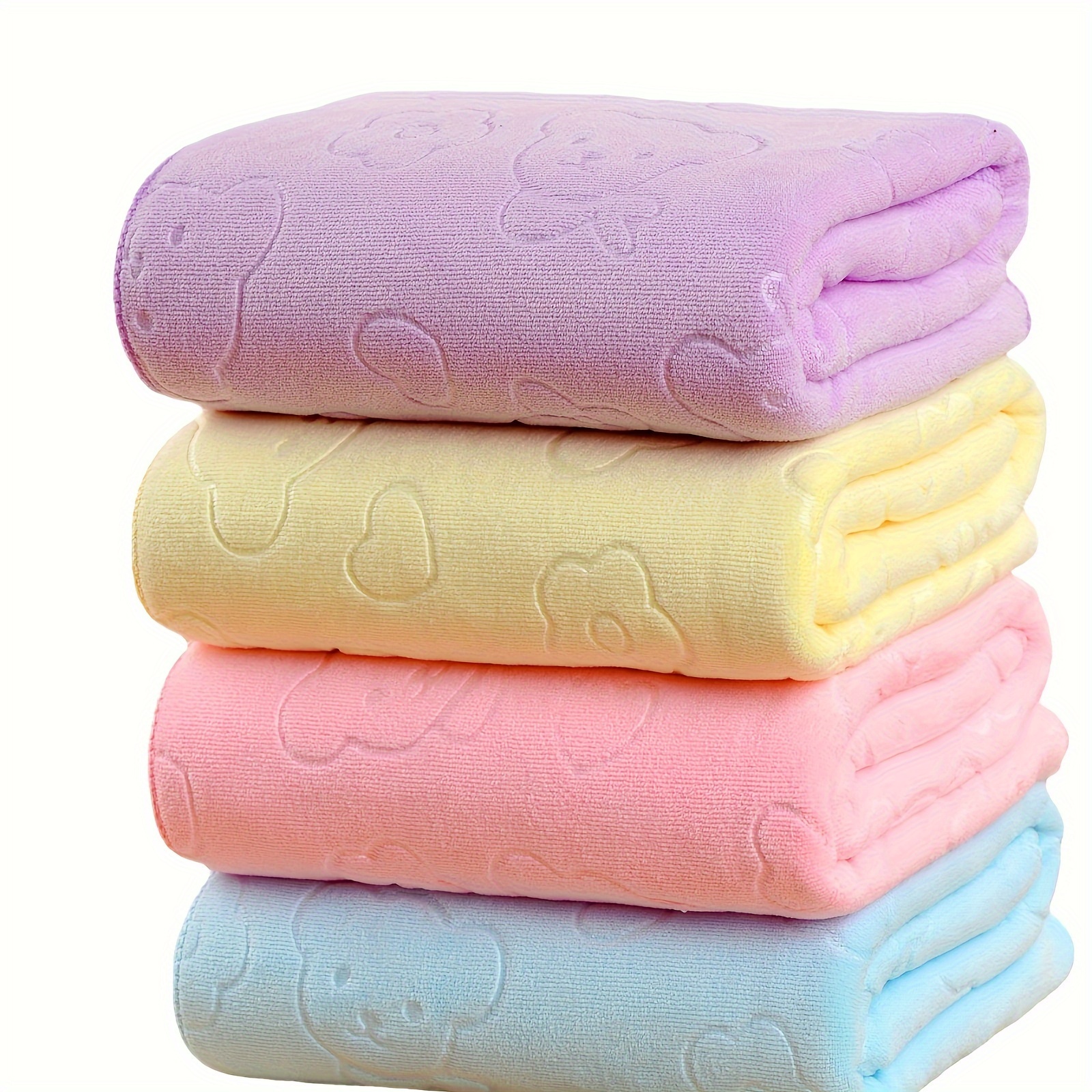 

1 Piece Microfiber Embossed Bear Bath Towel 27.6 Inches * 55.1 Inches Beach Towel Absorbent Soft Non-shedding Non-fading Gift Bath Towel