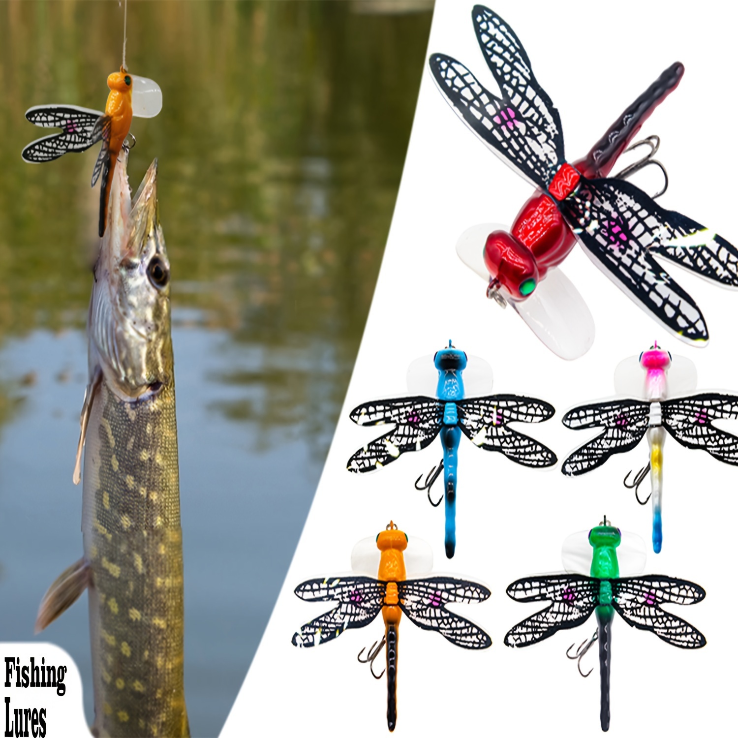 Dragonfly Fishing Lure 50-Pack 2-Inch Dragonfly Plastic Fishing Bait Lures  - Panfish Tackle For Crappie, Bluegill, Bass (Multiple Colors) Panfish  Plastic Bait