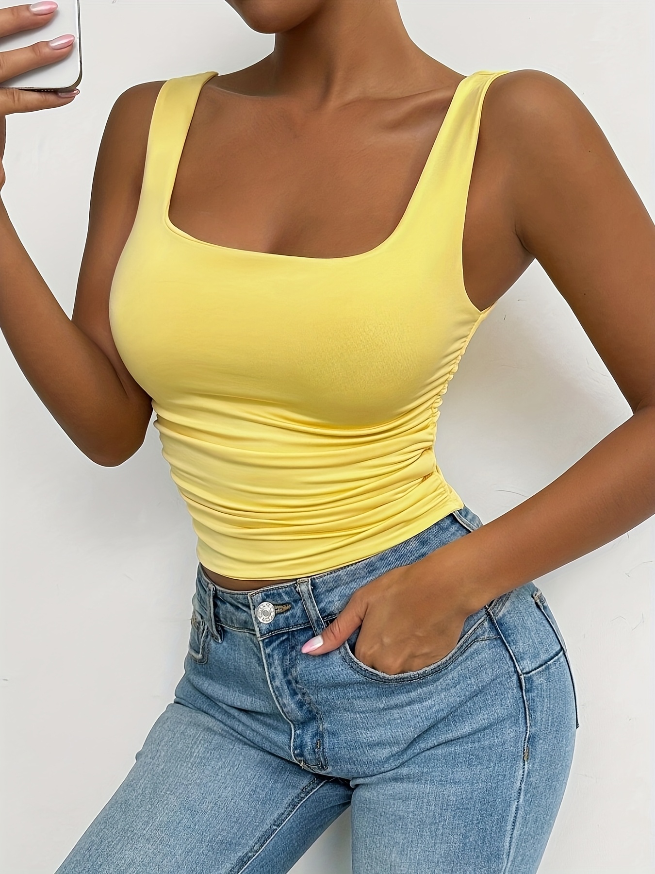 Women'S Red Strapless Tank Top - Skinny Fit, Sleeveless, All-Season, Sexy Style, Solid Color, Perfect for Casual Attire, Casual Attire Top|Strapless Fashion|Skinny Fit Top
