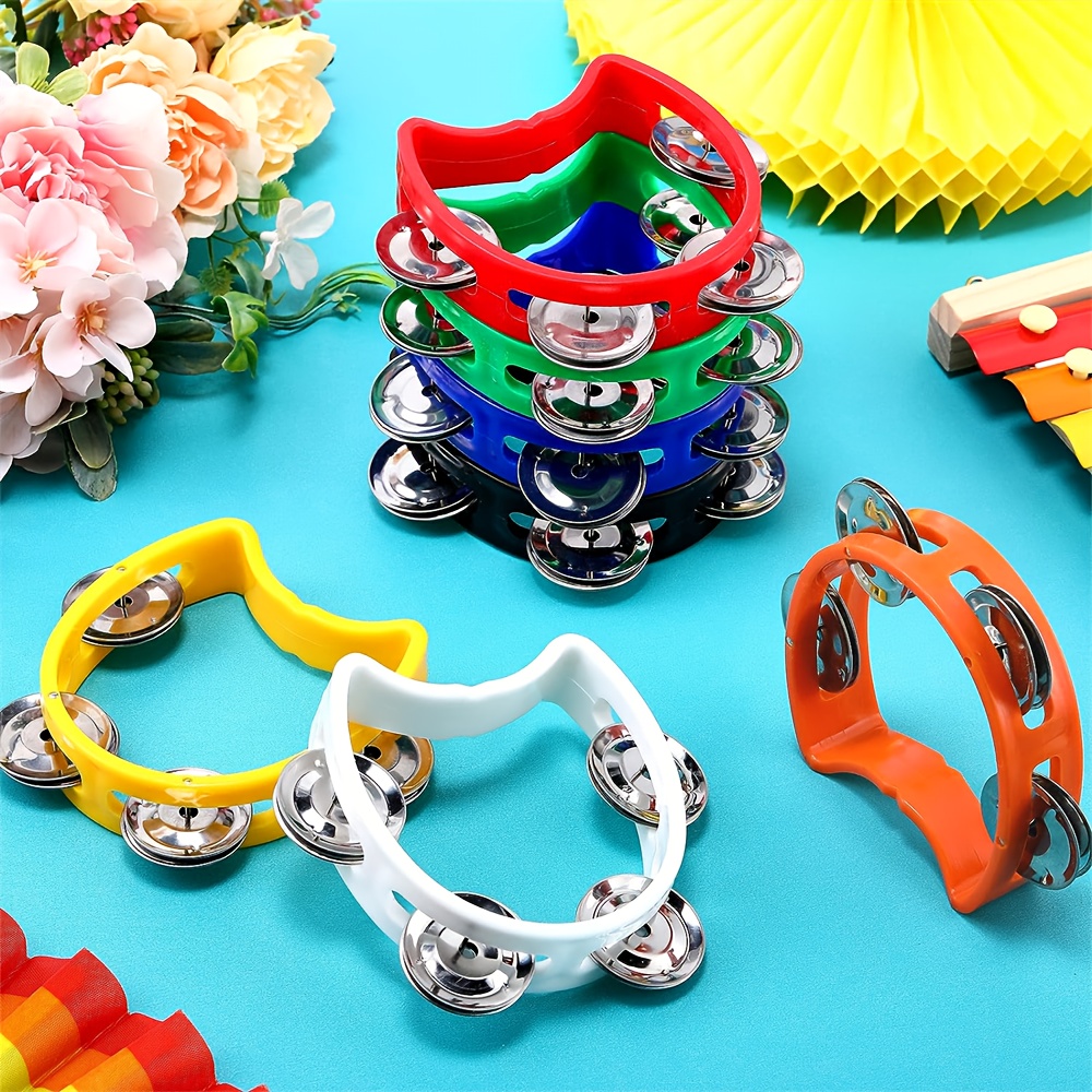 1pc Adult Tambourine with 4 Bells - Heavy-Duty ABS Construction, Portable Handheld Percussion Instrument for Live Performances, Concerts, Parties - Compatible with Drum Sets & Keyboards - Available in Red, Green, Blue, Yellow, Black - Ideal for Beginners & Professionals, Party Music, Vibrant Colors, Durable Construction, Musical Accessory, Professional Musicians