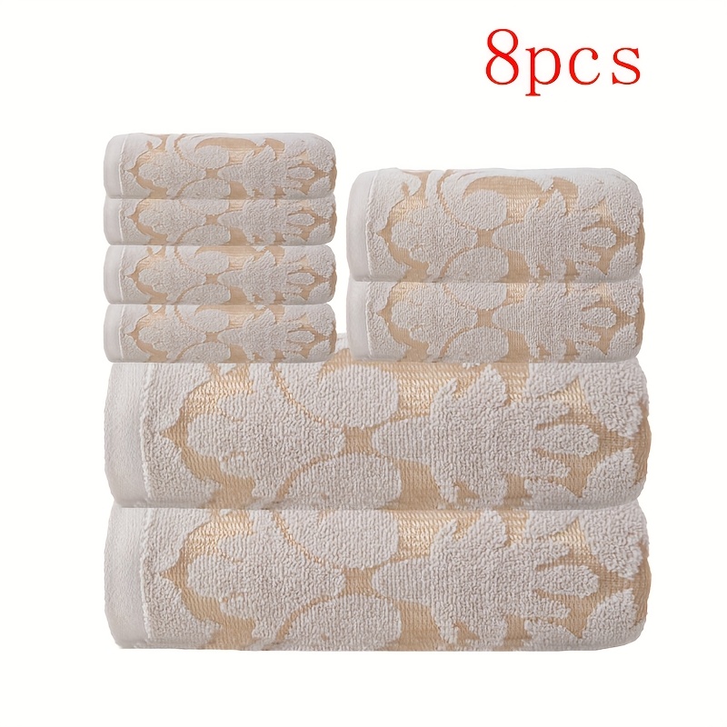 Image of 8 Luxury 100% Cotton Sets, 2 Bath Towels, 2 Hand Towels, And 4 Face Towels, 100% Cotton High Absorbency Towels And Bath Towels, Suitable For Bathrooms, Gyms, Hotels, And Spas (multiple Colors )