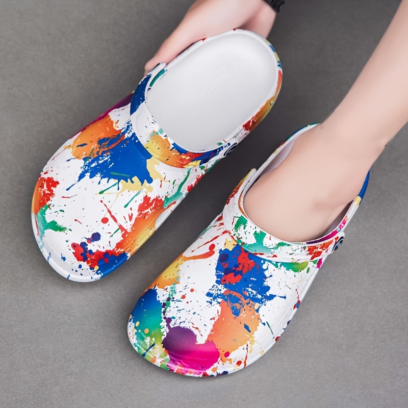 womens summer clogs breathable thick sole slip on sandals with   material for indoor outdoor use   solid color round toe design comfortable lightweight Product details 3