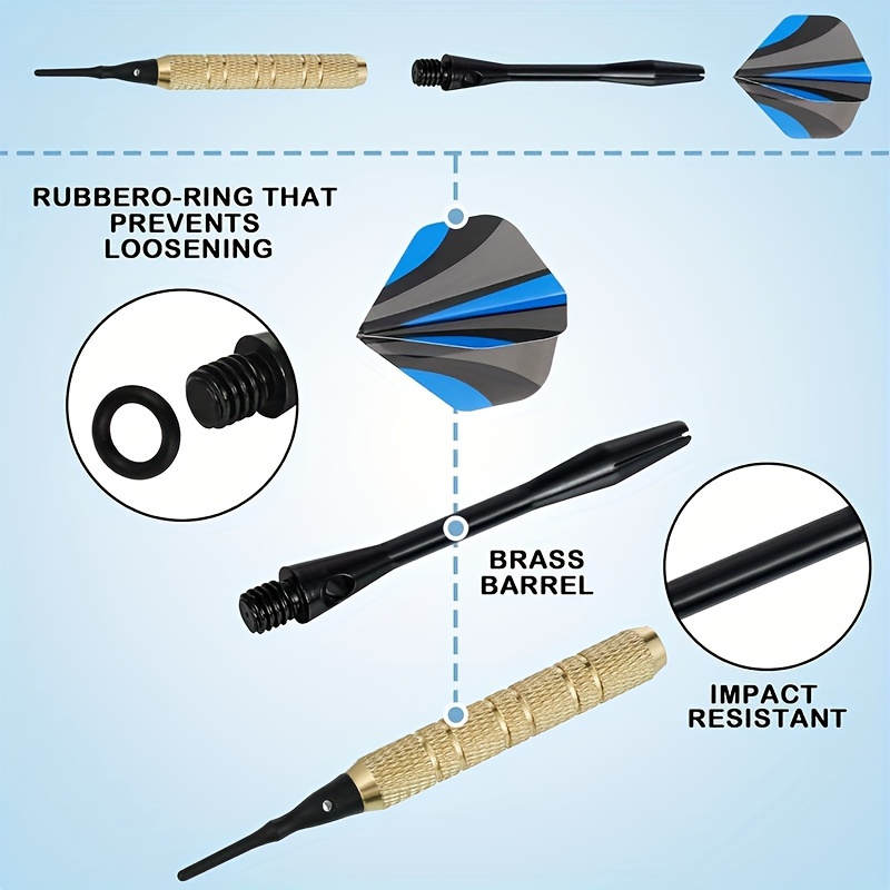 30pcs Dart Shafts for Steel Tip Medium 2BA Thread Aluminum Alloy Dart Stems 45mm with Rubber Rings Replacement Aluminum Dart Shaft Darts Accessories Kit