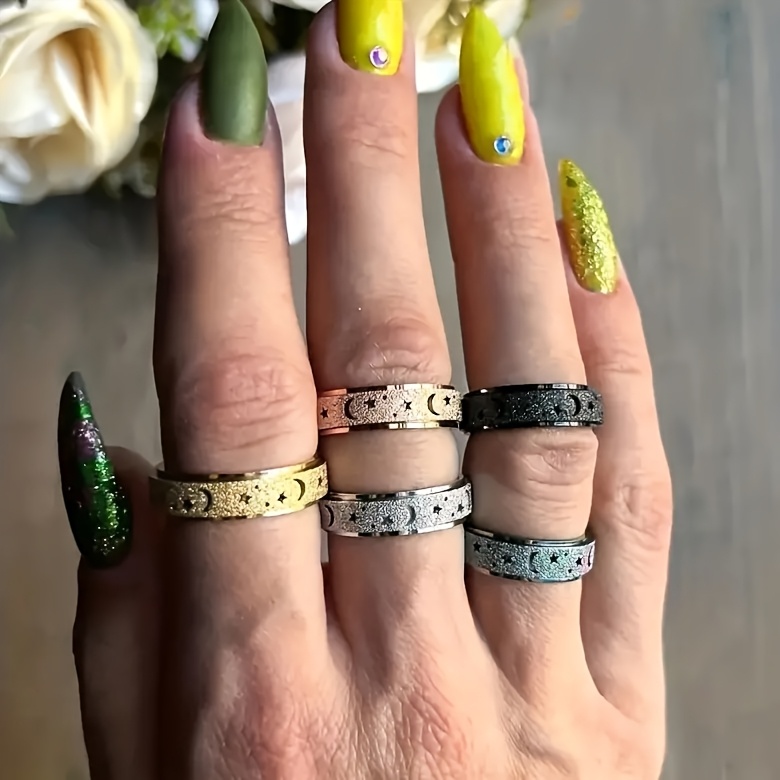 1pc fidget ring made of 316l stainless steel rotatable design trendy moon and       match daily outfits Product details 10