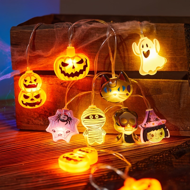 TEMU As The Mysterious Atmosphere Of Halloween Descends, This Halloween-themed String Light Is An For Setting ! Grinning Jack-o'-lanterns, Adorable ,