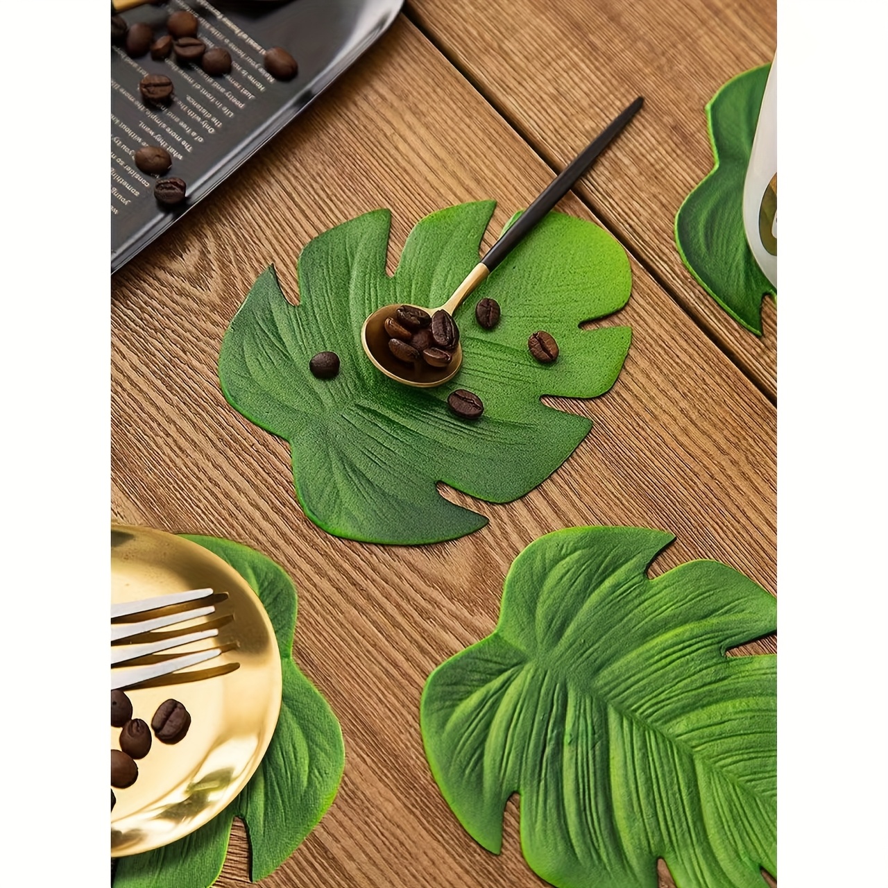 6pcs Eva Placemats, Coasters, Monstera Leaf Party Decor, Hot Plant Bowl And Cup Mats