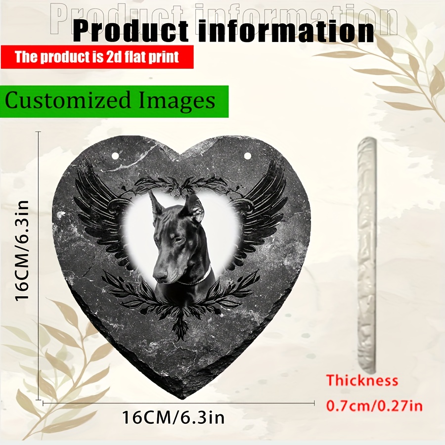 TEMU 2d Flat, A Customizable Pet Photo Memorial Resin Heart-shaped Decorative Plaque, Bohemian Style 6.3 Inches * 6.3 Inches Wind-resistant Wall Art,