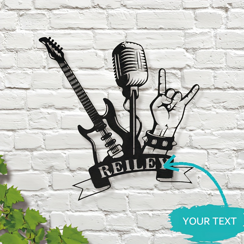 

Unique Customizable Rock Metal - Personalized Guitar Band Name Sign, Suitable For Music And Outdoor Decor, Ideal Gift For Music Lovers