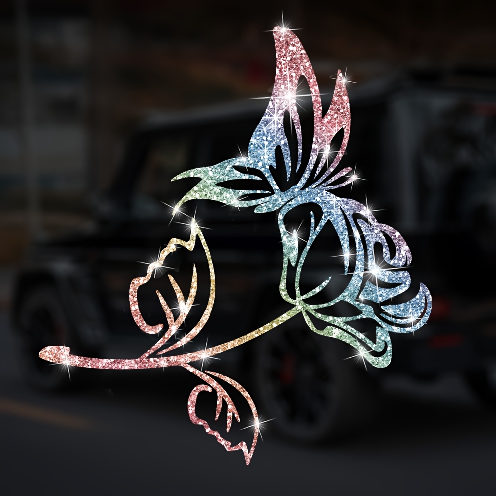 

1pc Decal Glitter Decorative Car Sticker Vibrant Hibiscus Sticker Home Door & Window Bedroom Cabinet Glass Fashion Sticker Laptop Cartoon Sticker Motorcycle Personality Sticker