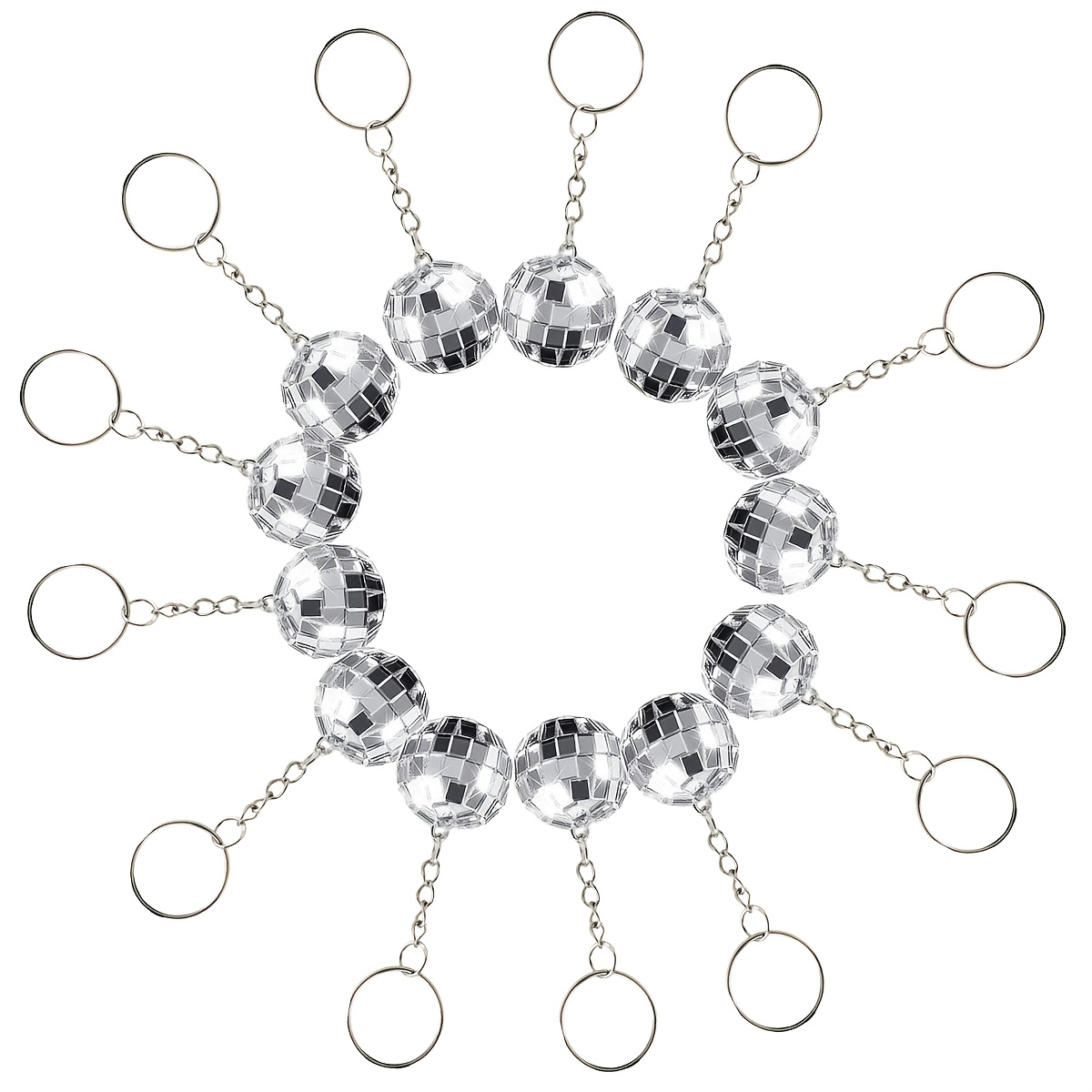 TEMU 25pcs Mirror Disco Ball Keychains, Mini Disco Ball Decorations, Suitable For 70s And 80s Party Favors, Disco-themed Birthday, Halloween, And