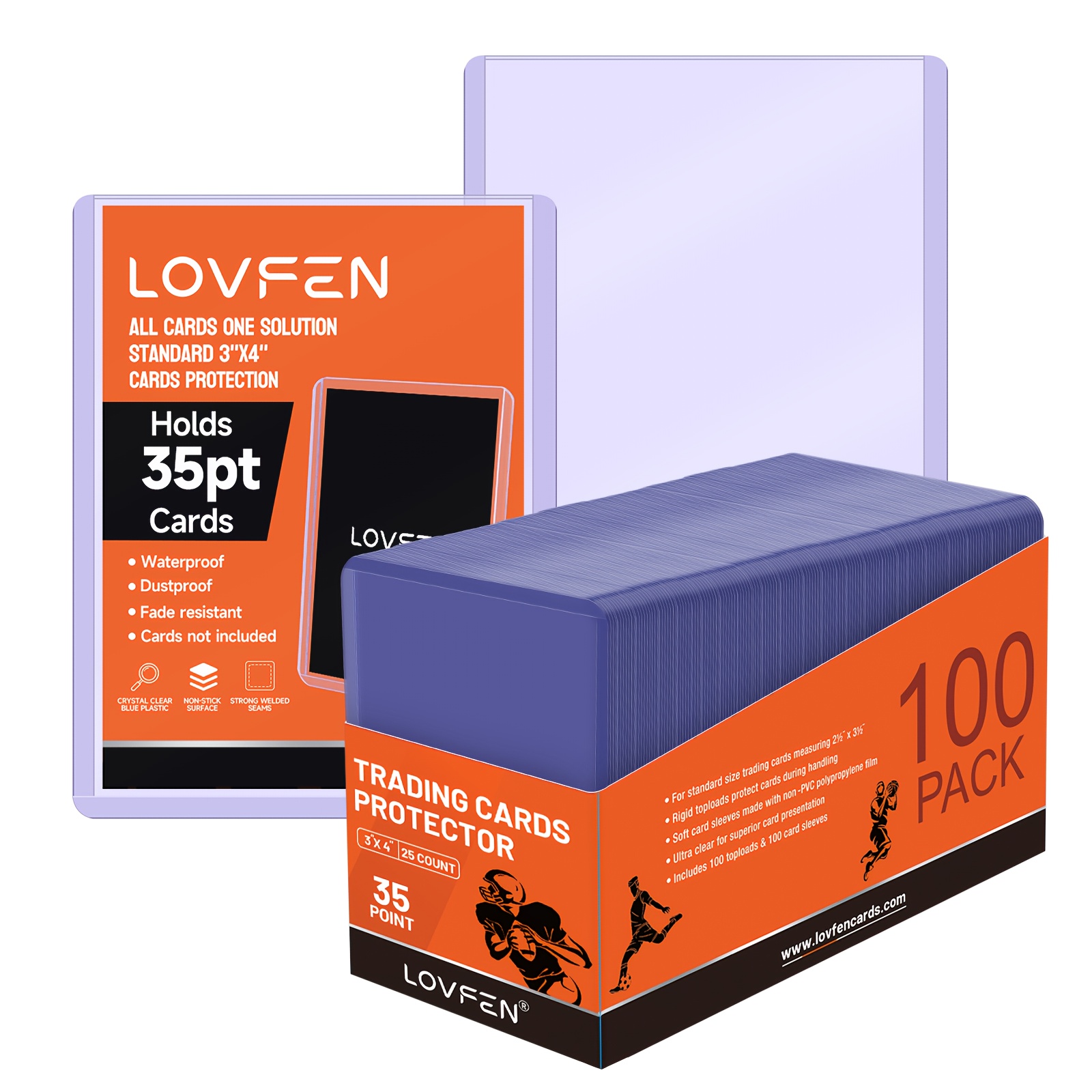 E-shop 200CT LOVFEN Sammelkartenhüllen Großpackung (100 Toploader + 100 Softhüllen) – Hochwertige Hartplastik- Weichschutzhüllen, 3x4 Zoll Kartenhalter