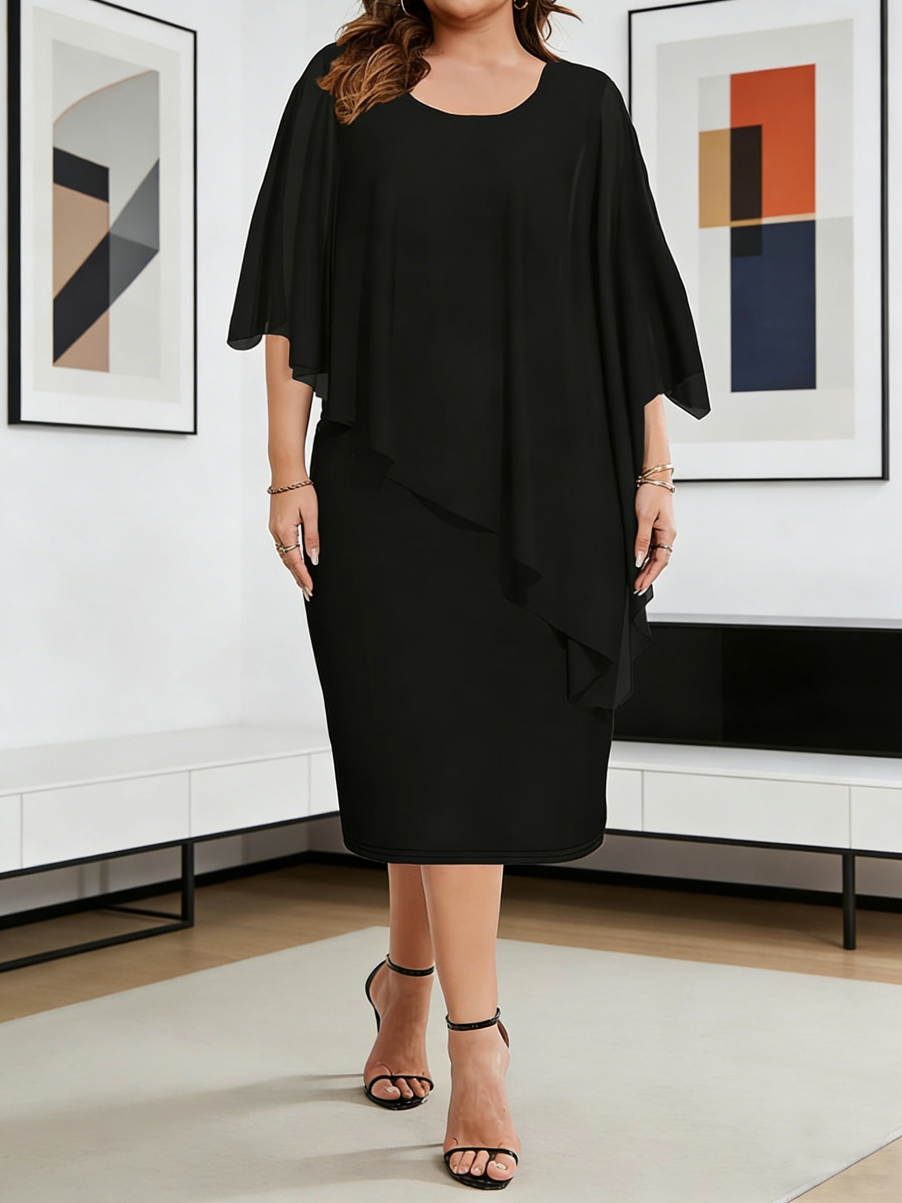 plus size plus size elegant plus size womens chiffon cloak - Temu Oman