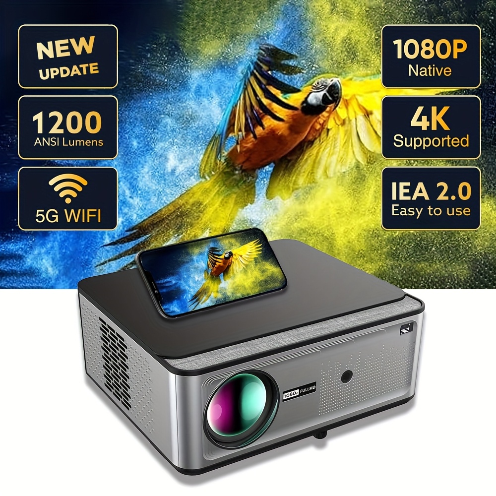 TEMU M9 Smart Projector With , 4k Hdr10+, Wifi6, Wireless, 11, Built-in Speakers - Portable Home Theater, Streaming, Presentations - Compatible With