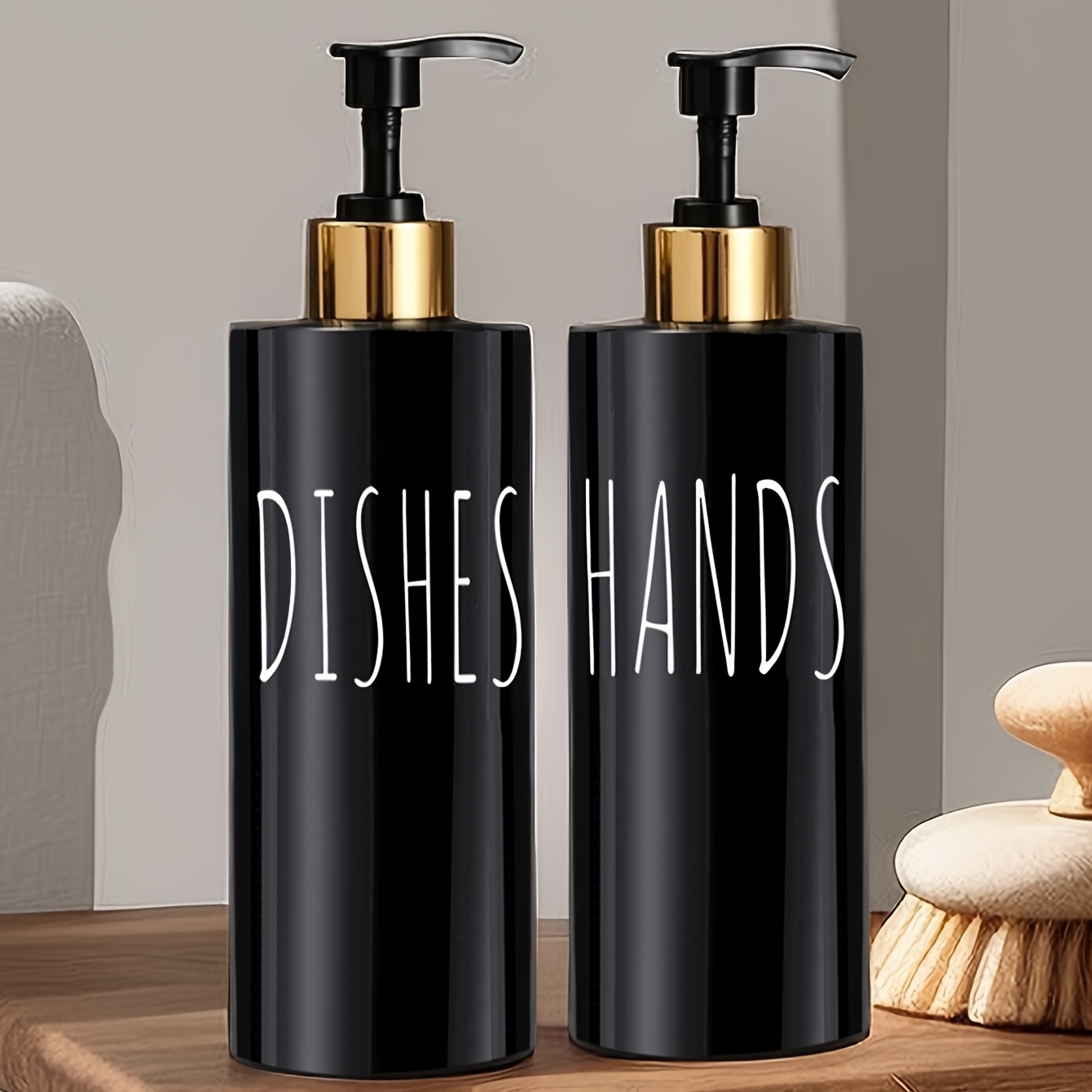 

2pcs Refillable Soap Dispensers With Golden Pumps - 16.9oz, Bpa-free Plastic For Dish & Hand Soap, Shampoo - Includes Bamboo Tray,