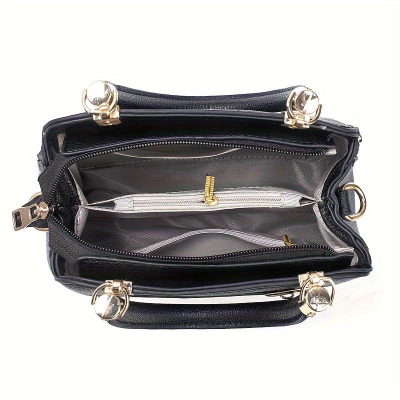 Women's Large Crossbody Bag with Golden-Tone Hardware - Purse, Secure Zipper Closure, Spacious Interior & Front Pocket - Everyday, Office, Formal Events - Available in Black & more colors - Scratch-Resistant & Easy-Clean, Crossbody Purse