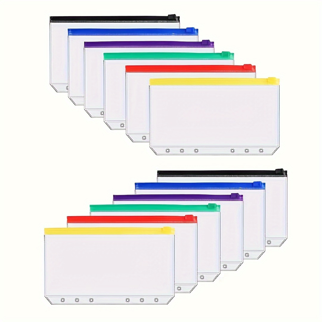 

6pcs Storage Book, Waterproof Adhesive Bag, Zippered Storage Envelope With Holes, Sticker Storage, Coin Storage Art Supplies