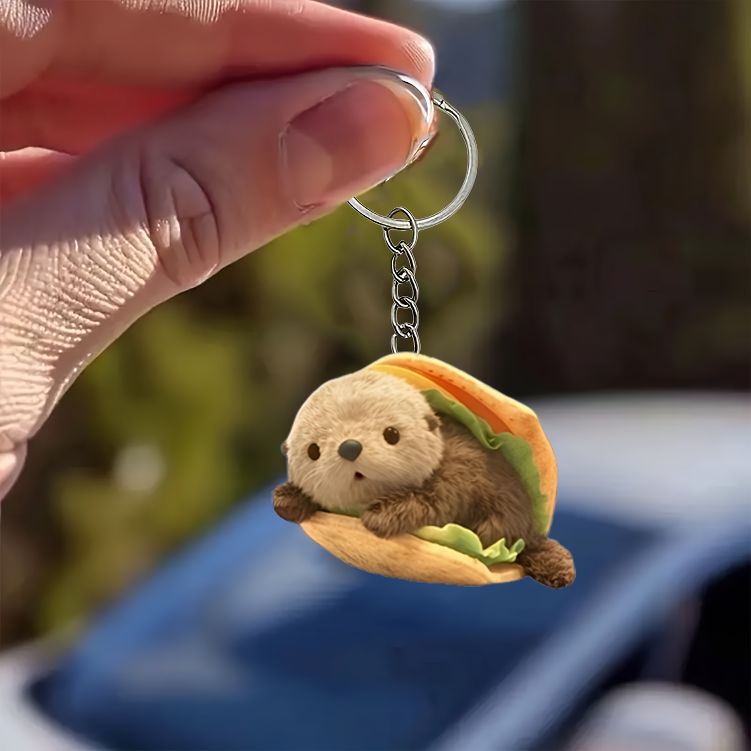 

Single Piece Acrylic Otter Keychain, Cartoon-themed 2d Pendant, Decoration, With Ring , For Car Mirrors, Home, Kitchen, Bags, Ideal For Valentine's Day Gift