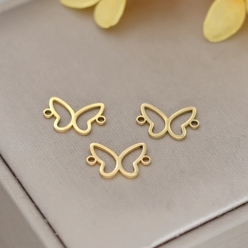 Image of 3pcs Tiny Fit Diy Bracelets Necklace Connector Craft Stainless Steel Insect Pendant Charms For Jewelry Making Supplies