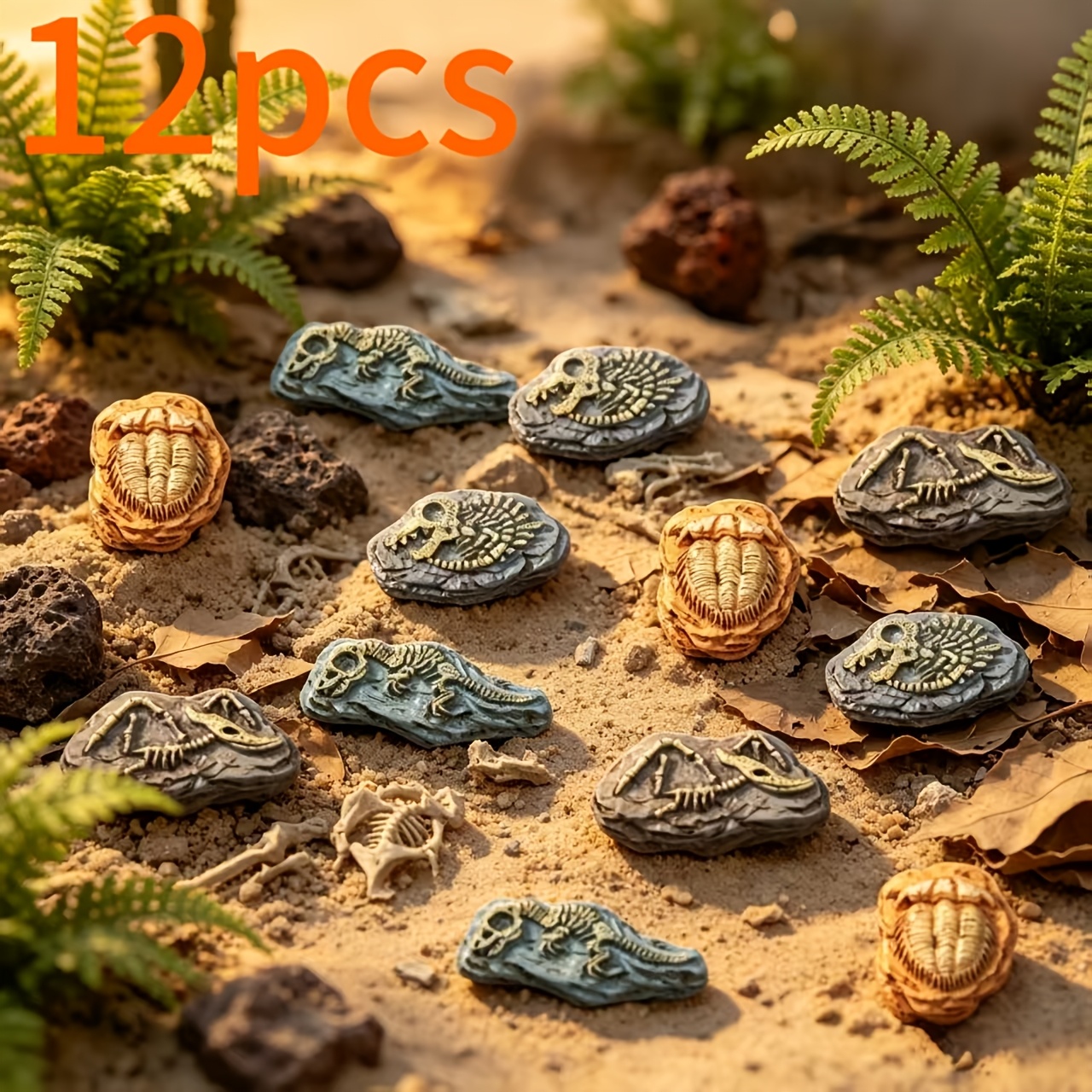 TEMU 12pcs Simulated Micro Landscape Fossil Ornaments, 1:12 Dollhouse Scenery Props, Sand Tray Micro Landscape Decorative Accessories, Handmade Diy