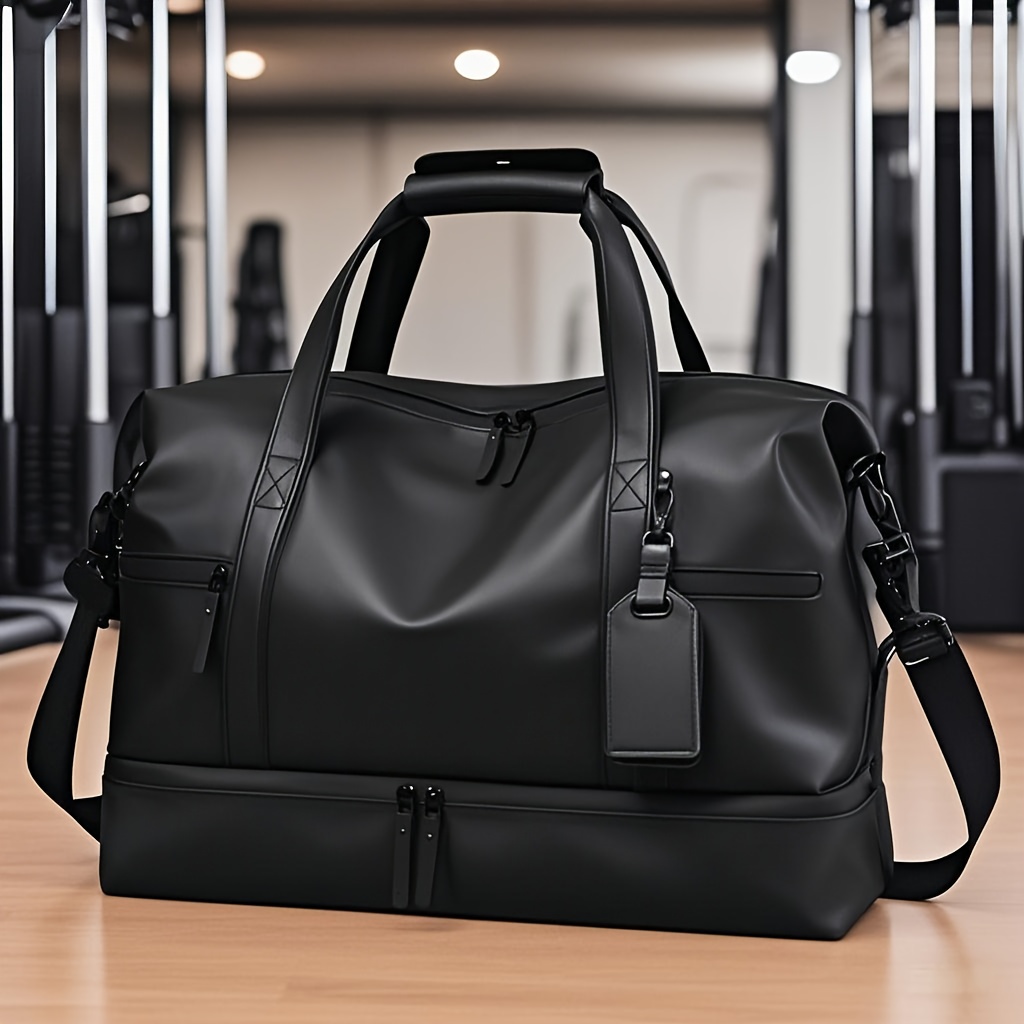 TEMU Fitness Luggage Bag, Pu Travel Bag, Foldable Sports Luggage Bag With Shoe Cabinet And Wet Pocket, Suitable For Exercise, Weekend Sports Bag,