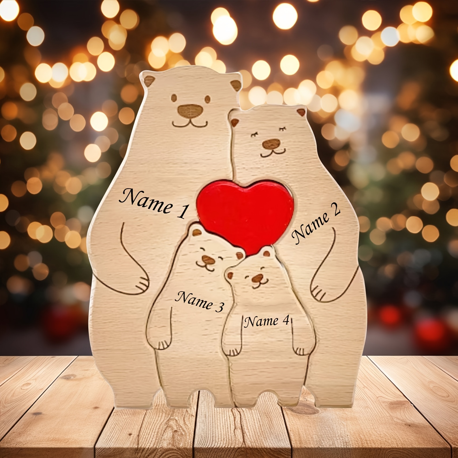 

Customizable Wooden Bear , Can Engrave 4 - Suitable For , And , New Dad, Couple , Christmas