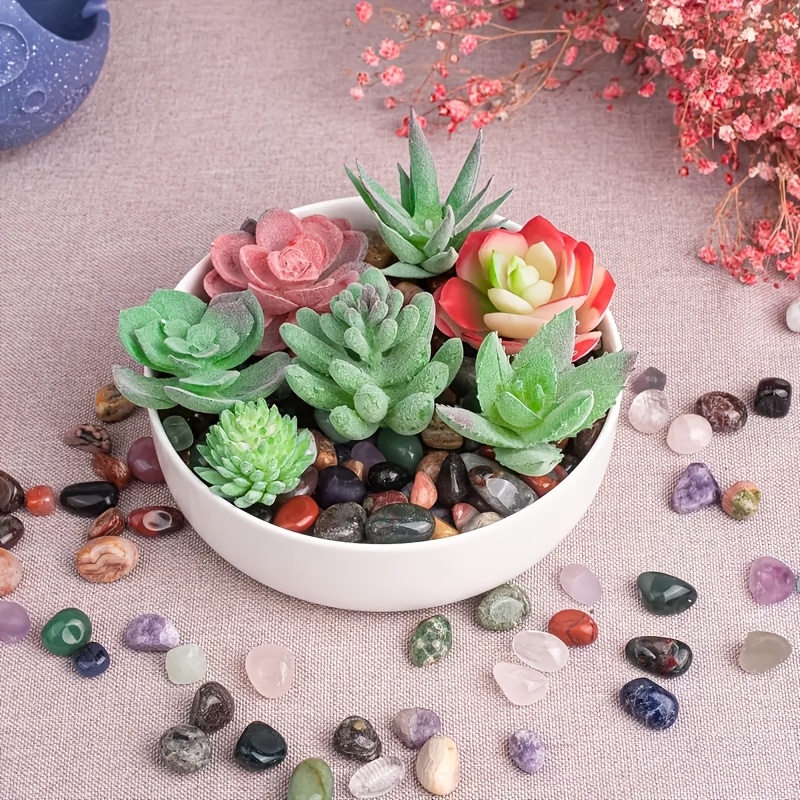 100g bohemian mixed polished stones crystals vibrant assorted gemstones for home decor aquarium succulent terrarium garden flower pot decoration bohemian style decorative pebbles details 2