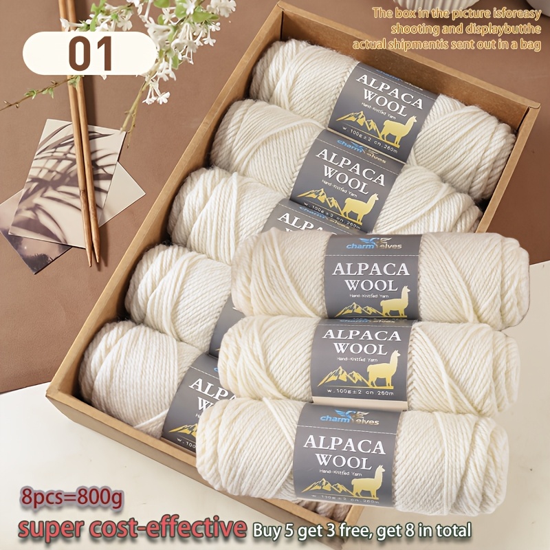 TEMU 800g/8 Skeins Of Combed Fine-spun Alpaca Wool Yarn, Delicate And Soft Without Irritating The Skin. Material For Crocheting Blankets, Seat