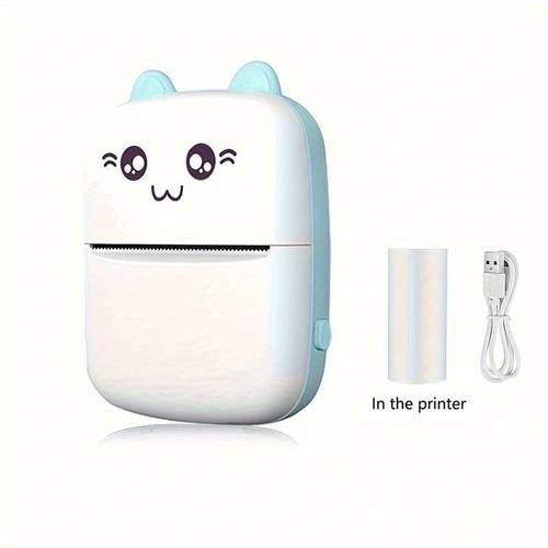 portable wireless mini printer with wireless usb rechargeable cute pastel design app enabled instant printing compatible with ios smartphones tablets smart displays compact photo printer for home travel