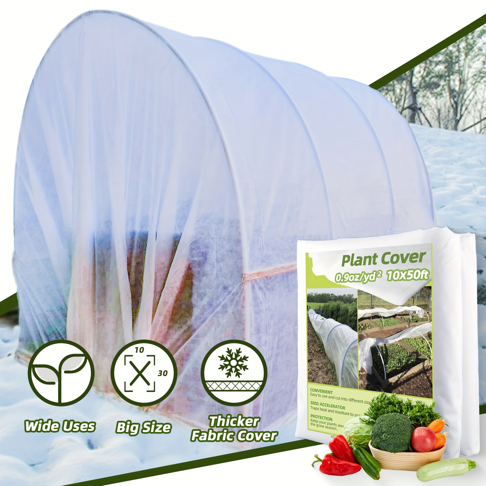 

1 Pack Frost Cloth Plant Covers Freeze Protection, 10x50ft Frost Blanket For Outdoor Plants For Winter Cold Weather, Floating Row Cover For Garden Bed Vegetables