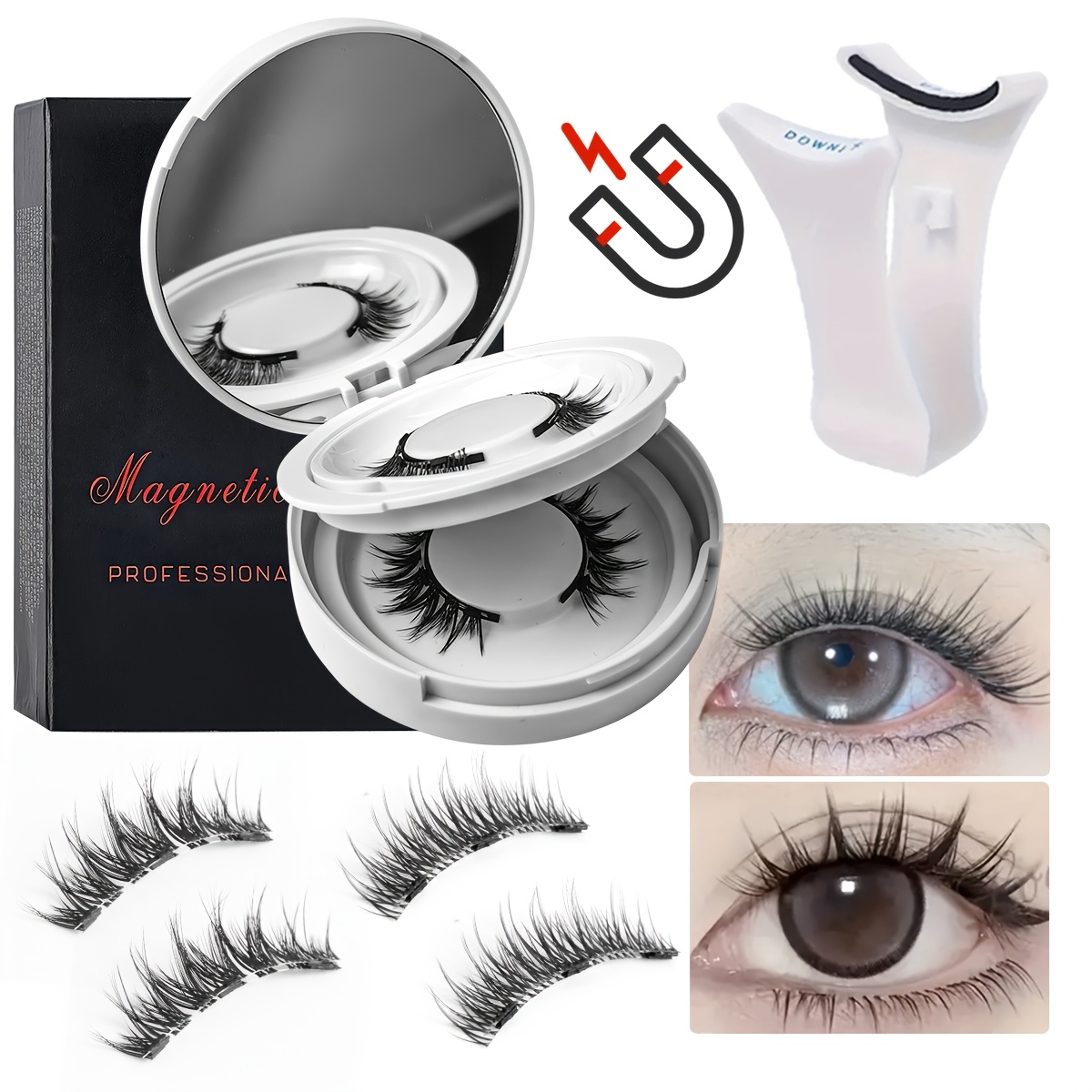 

Double Layer Of Magnetic Eyelashes -13mm With Double Layer And Clip Natural Magnetic Eyelashes Transparent Stems And Remove Reused