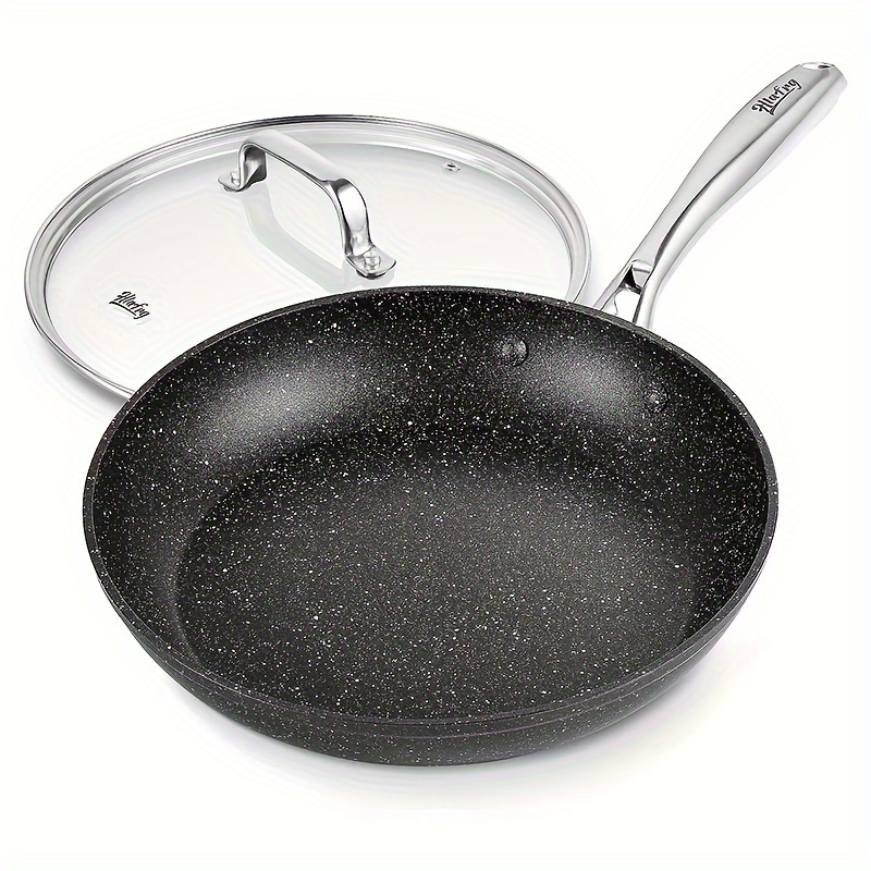 

10 Inch Non Stick Frying Pan With Lid, Cooking Pan, Stone-derived Coating, Non & Free, With Heat-resistant Handle, Oven Safe And Suitable For All