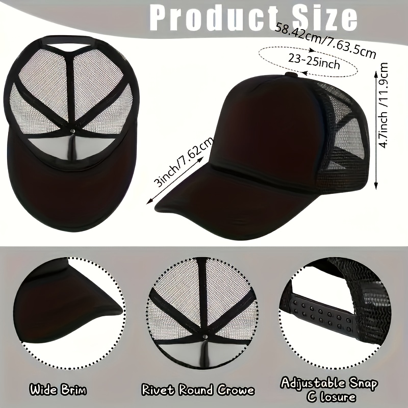 10pcs Custom Baseball Caps, Adjustable Mesh Trucker Hats