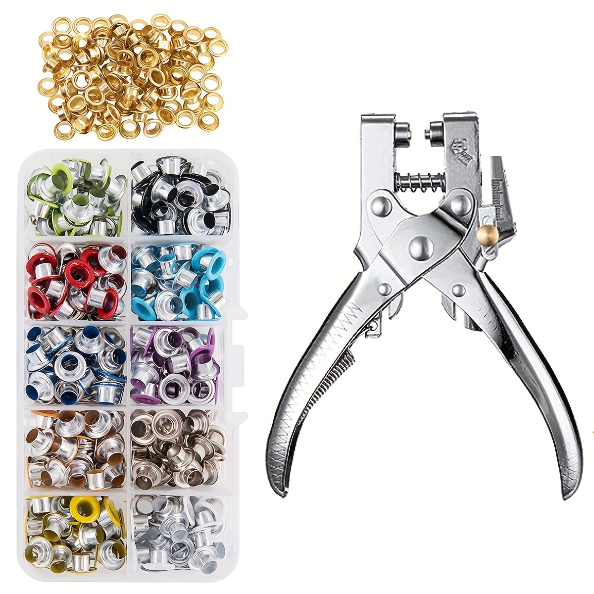 

400pcs 11 Colors Metal Grommets Kit And 1pc Eyelet Hole Punch Pliers, Metal Eyelets Kits Shoe Eyelets Grommet Sets For Leather Fabric Belt Clothes